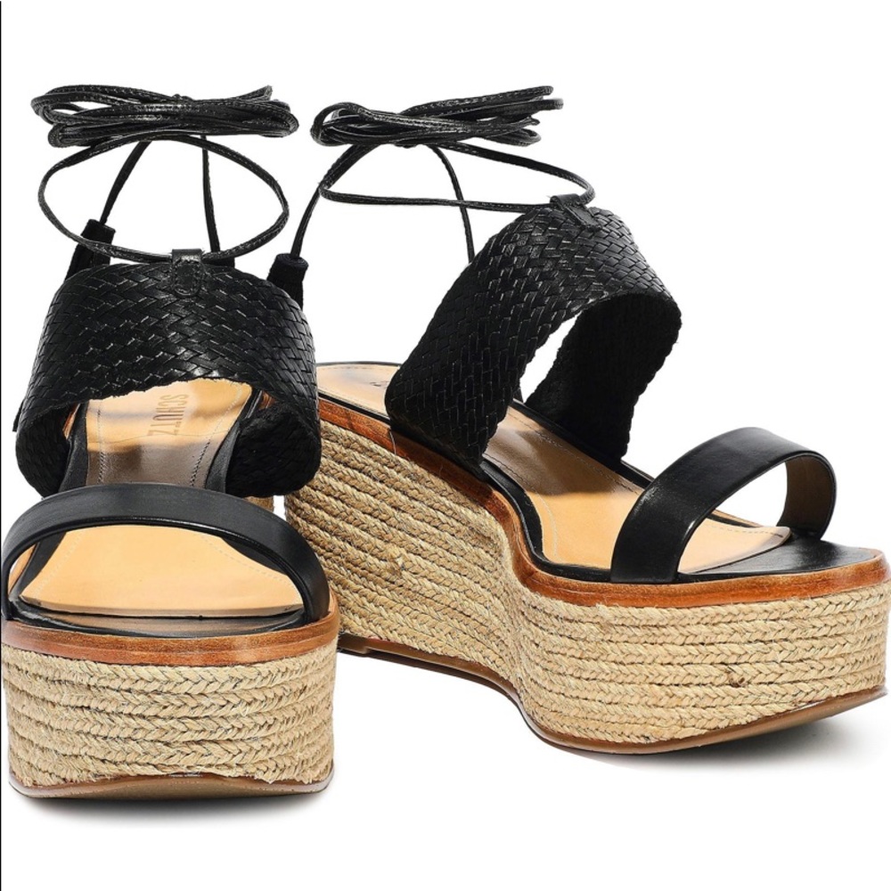Woman Wilson Woven Leather Wedge Espadrille Size 8